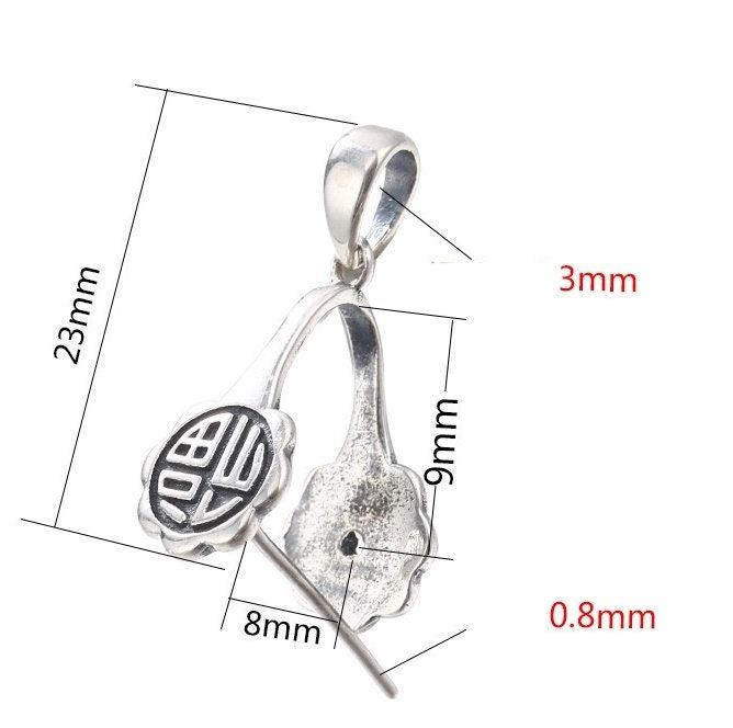 Ethnic Flower Buckle Clip Pendant Setting Sterling Silver Antique Fine 925 8x9 mm For One Stone Gemstone No Prongs DIY Jewelry Wholesale