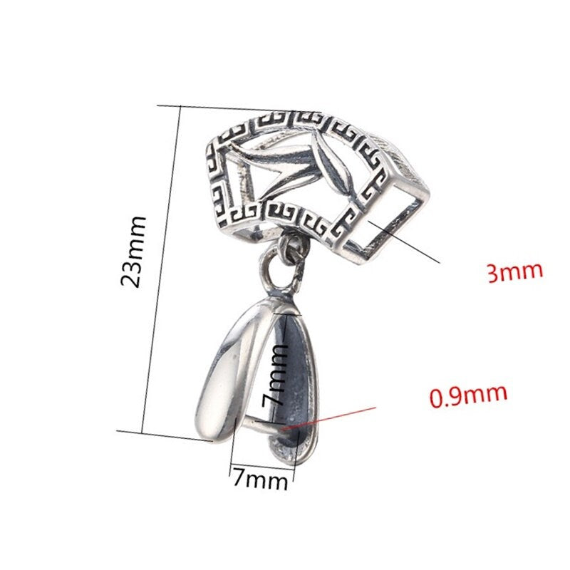 Ethnic Leaf Buckle Clip Pendant Setting Sterling Silver Antique Fine 925 7x7 mm For One Stone Gemstone No Prongs DIY Jewelry Wholesale