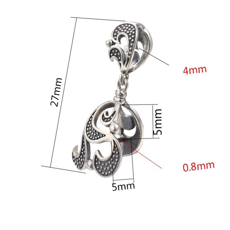 Retro Leaf Flower Buckle Clip Pendant Setting Sterling Silver Antique Fine 925 5x5mm For One Stone Gemstone No Prongs DIY Jewelry Wholesale