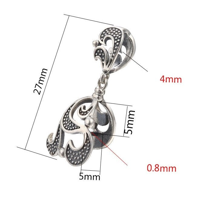 Retro Leaf Flower Buckle Clip Pendant Setting Sterling Silver Antique Fine 925 5x5mm For One Stone Gemstone No Prongs DIY Jewelry Wholesale