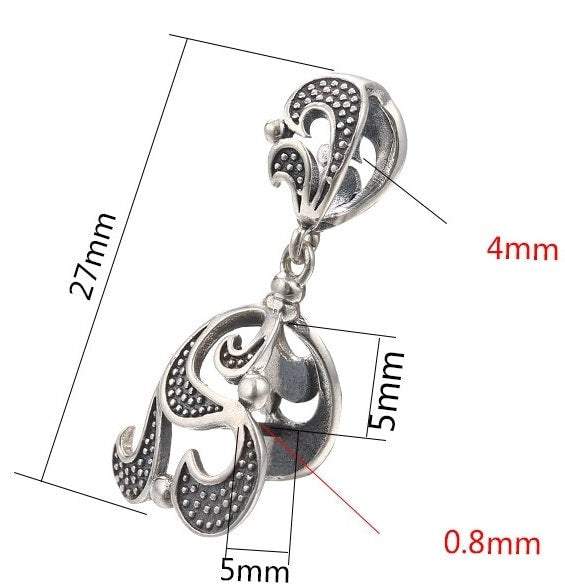 Retro Leaf Flower Buckle Clip Pendant Setting Sterling Silver Antique Fine 925 5x5mm For One Stone Gemstone No Prongs DIY Jewelry Wholesale