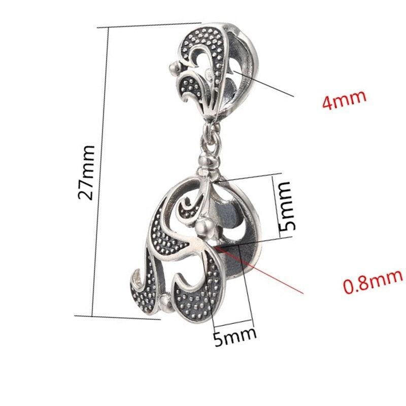 Retro Leaf Flower Buckle Clip Pendant Setting Sterling Silver Antique Fine 925 5x5mm For One Stone Gemstone No Prongs DIY Jewelry Wholesale