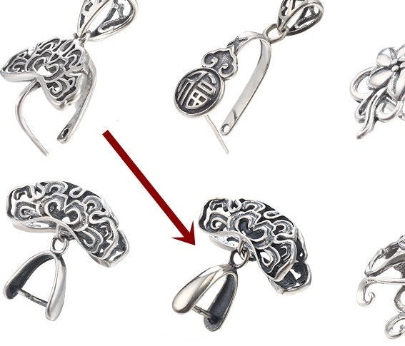 Ethnic Love Tree Buckle Clip Pendant Setting Sterling Silver Antique Fine 925 7x6 mm For One Stone Gemstone No Prongs DIY Jewelry Wholesale