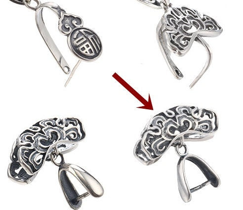 Ethnic Love Tree Buckle Clip Pendant Setting Sterling Silver Antique Fine 925 7x6 mm For One Stone Gemstone No Prongs DIY Jewelry Wholesale