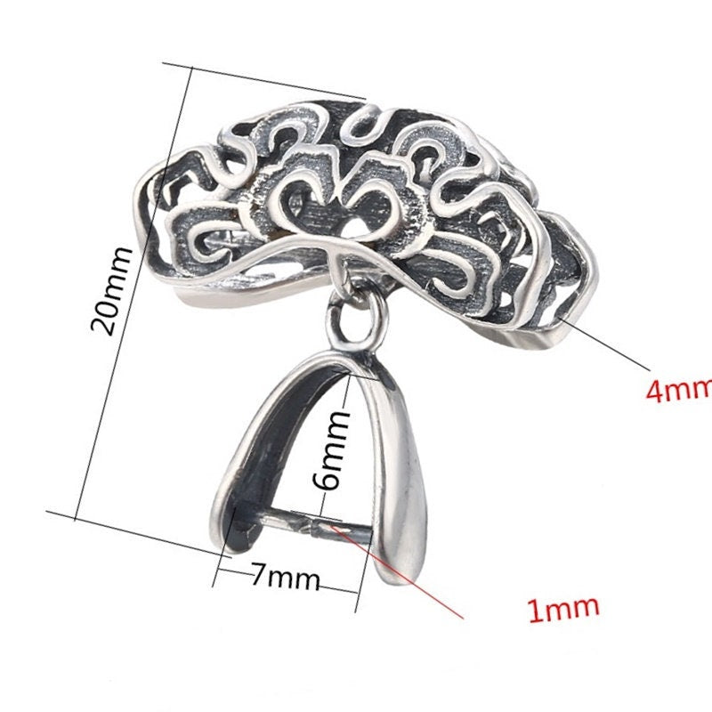 Ethnic Love Tree Buckle Clip Pendant Setting Sterling Silver Antique Fine 925 7x6 mm For One Stone Gemstone No Prongs DIY Jewelry Wholesale