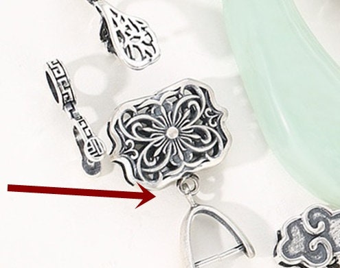 Retro Square Flower Buckle Clip Pendant Setting Sterling Silver Antique Fine 925 6x7 mm For One Stone No Prongs DIY Jewelry Wholesale