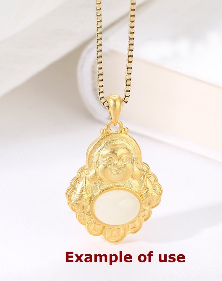 Buddhist Style Vintage Oval Base Pendant No Prongs Setting Sterling Silver Gold Fine 925 6x8 mm For One Stone Gemstone DIY Jewelry Wholesale