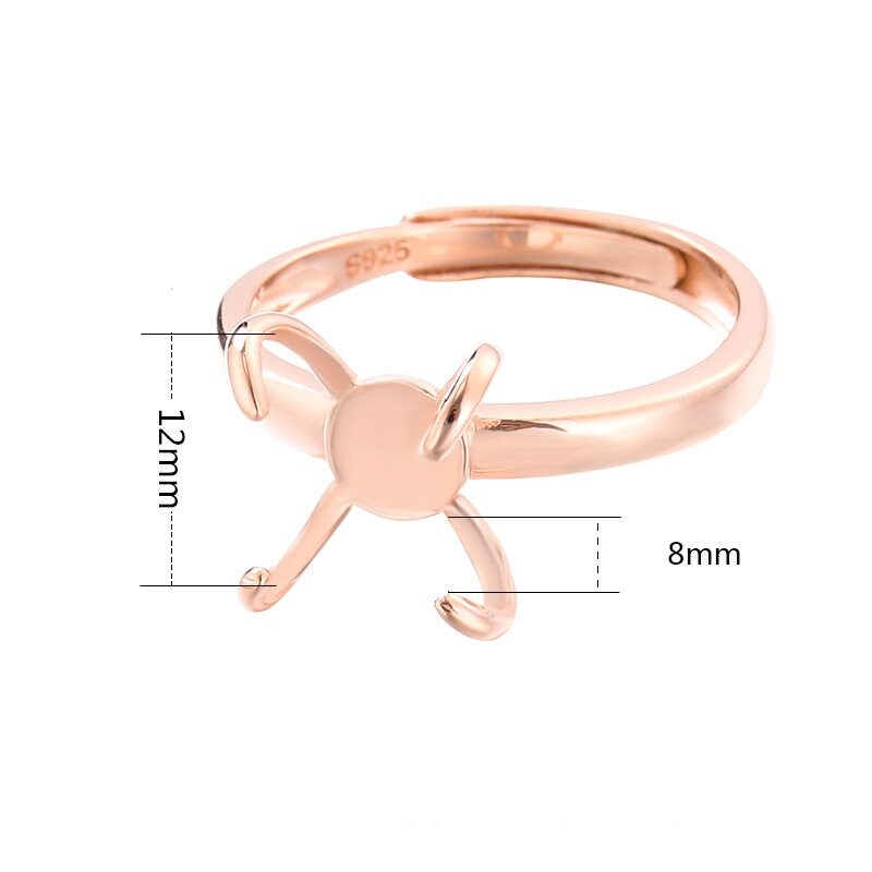 Ring Blank Setting 1pc Sterling Silver 925 Simple Vintage Free Shape Gold Fine 8x12mm For One Stone Adjustable Four Prongs Wholesale