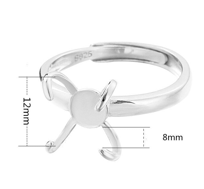 Ring Blank Setting 1pc Sterling Silver 925 Simple Vintage Free Shape Gold Fine 8x12mm For One Stone Adjustable Four Prongs Wholesale