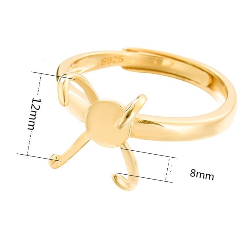 Ring Blank Setting 1pc Sterling Silver 925 Simple Vintage Free Shape Gold Fine 8x12mm For One Stone Adjustable Four Prongs Wholesale