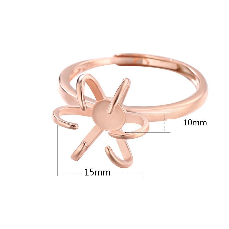 Ring Blank Setting 1pc Sterling Silver 925 Free Shape 18k Gold Vermeil Adjustable Gold Fine 10x15mm One Stone Six Prongs Wholesale