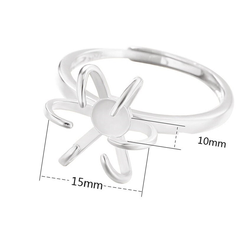 Ring Blank Setting 1pc Sterling Silver 925 Free Shape 18k Gold Vermeil Adjustable Gold Fine 10x15mm One Stone Six Prongs Wholesale