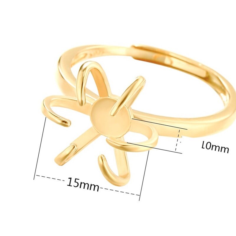 Ring Blank Setting 1pc Sterling Silver 925 Free Shape 18k Gold Vermeil Adjustable Gold Fine 10x15mm One Stone Six Prongs Wholesale