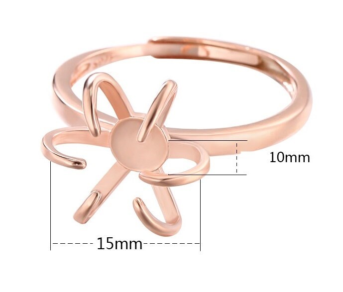 Ring Blank Setting 1pc Sterling Silver 925 Free Shape 18k Gold Vermeil Adjustable Gold Fine 10x15mm One Stone Six Prongs Wholesale