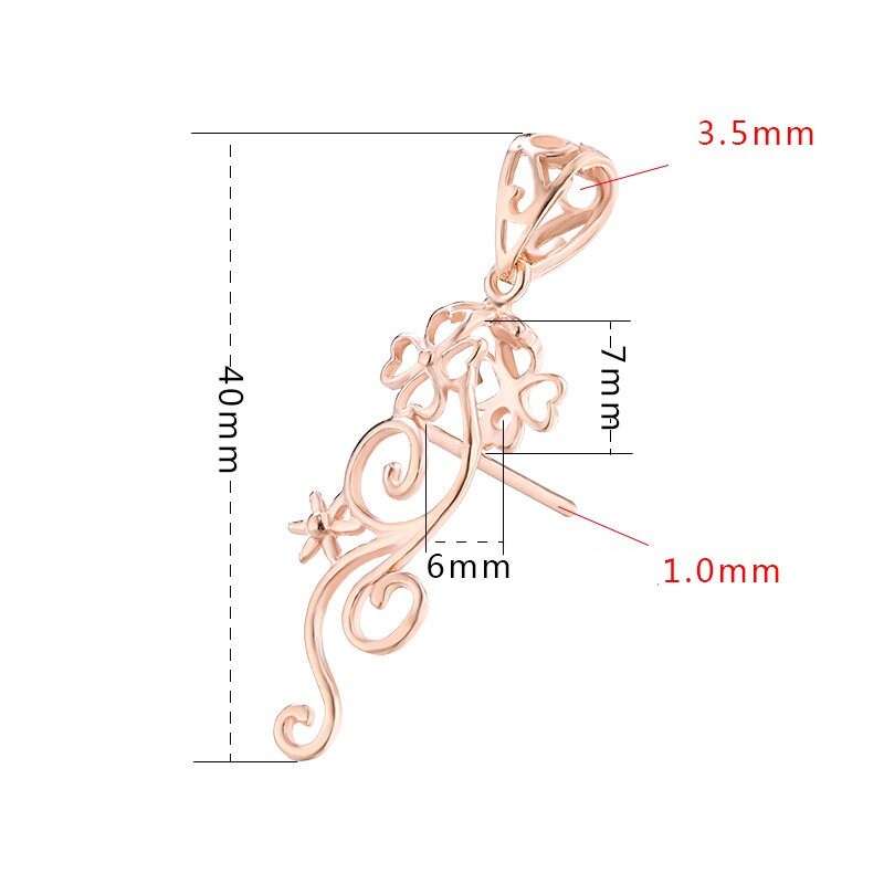 Flowers Buckle Clip Pendant Setting Sterling Silver Rose Gold Fine 925 5x5mm 6x7mm For One Stone Gemstone No Prongs DIY Jewelry Wholesale