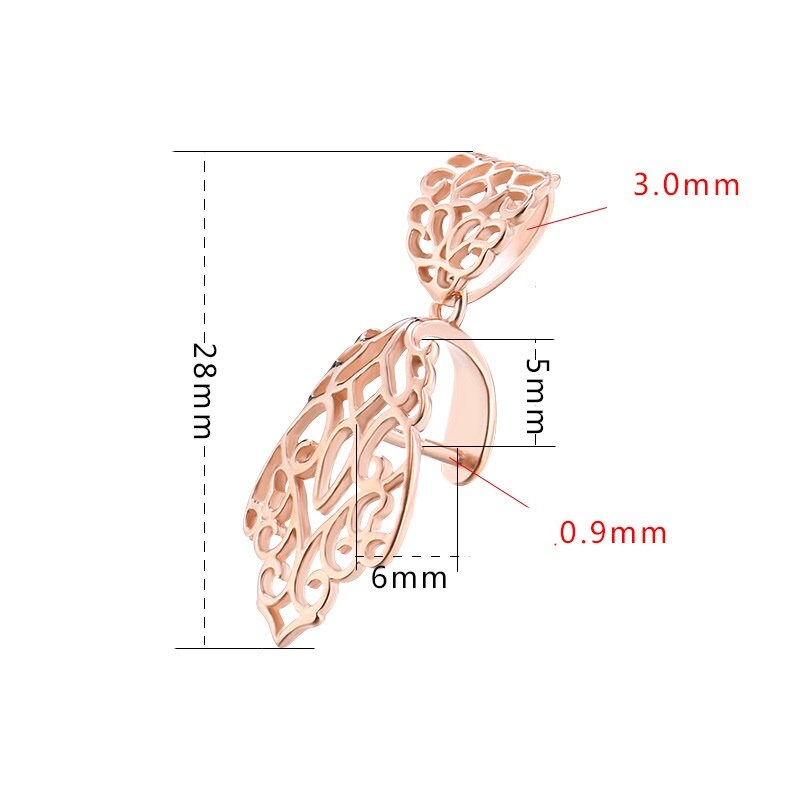 Openwork Leaf Buckle Clip Pendant Setting Sterling Silver Rose Gold Fine 925 6x5mm For One Stone Gemstone No Prongs DIY Jewelry Wholesale