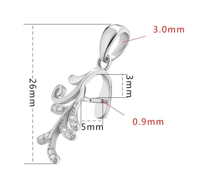 Crystals Leaf Buckle Clip Pendant Setting Sterling Silver Rose Gold Fine 925 5x3mm For One Stone Gemstone No Prongs DIY Jewelry Wholesale