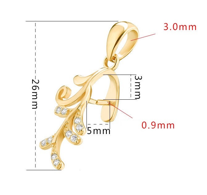 Crystals Leaf Buckle Clip Pendant Setting Sterling Silver Rose Gold Fine 925 5x3mm For One Stone Gemstone No Prongs DIY Jewelry Wholesale