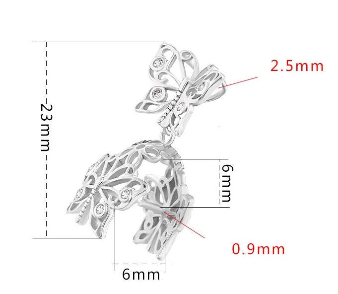 Butterfly Buckle Clip Pendant Setting Sterling Silver Rose White Gold Fine 925 6x6mm For One Stone Gemstone No Prongs DIY Jewelry Wholesale