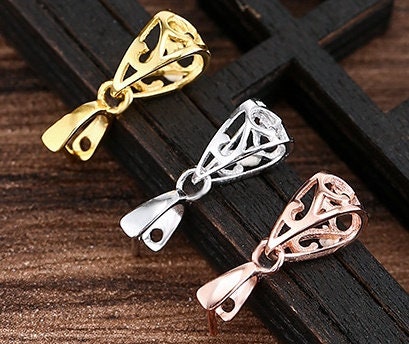 Openwork Buckle Clip Pendant Setting Sterling Silver Rose Gold Fine 925 4x3 mm For One Stone Gemstone No Prongs DIY Jewelry Wholesale