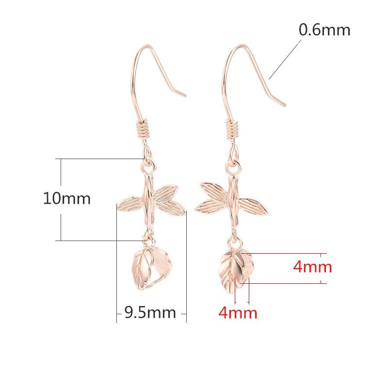 Vintage Leaf Clip Base Earrings Hook Setting Sterling Silver Rose Gold Fine 925 4x4mm For One Stone Gemstone No Prongs DIY Jewelry Wholesale