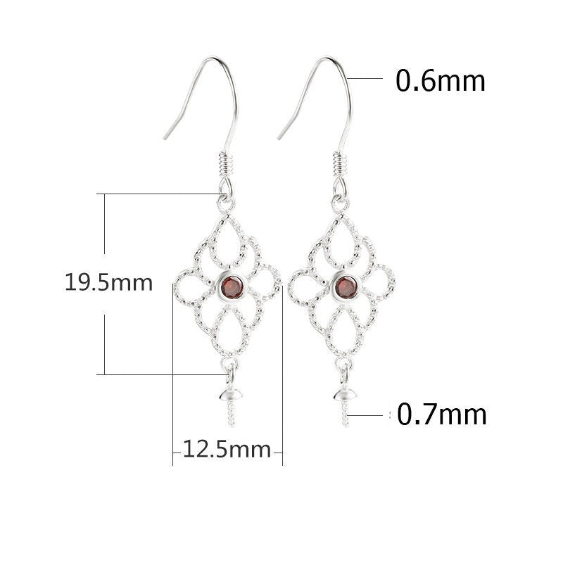 Flower Leaf Cup Earrings Hook Blank Setting Sterling Silver Gold Bezel Fine 925 6-12mm For One Pearl Bead No Prongs DIY Jewelry Wholesale