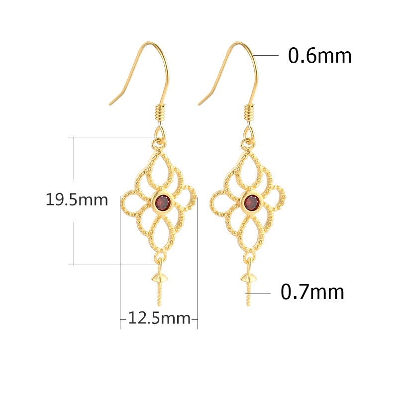 Flower Leaf Cup Earrings Hook Blank Setting Sterling Silver Gold Bezel Fine 925 6-12mm For One Pearl Bead No Prongs DIY Jewelry Wholesale