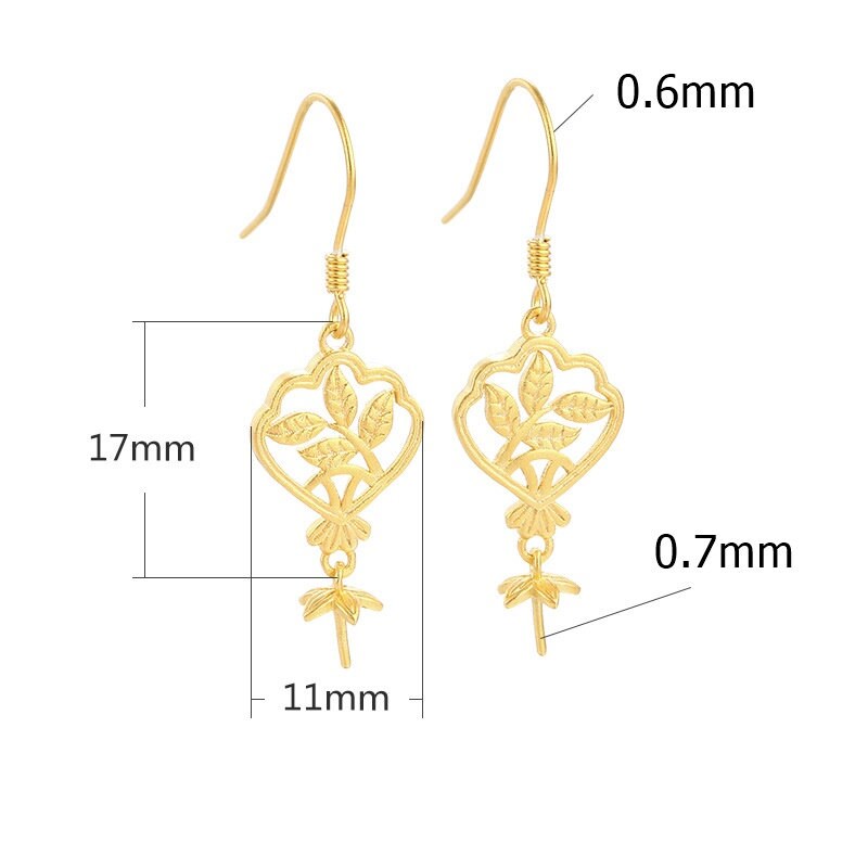 Flower Leaf Pattern Cup Earrings Hook Setting Fine Sterling Silver Gold 925 6-12 mm For One Pearl Bead No Prongs DIY Jewelry Wholesale