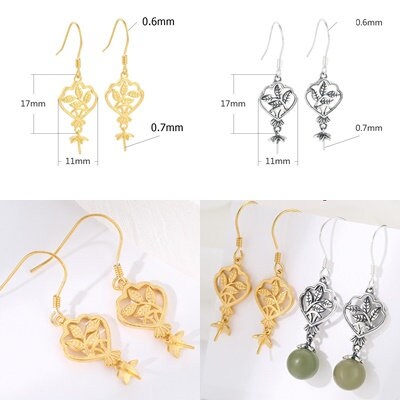 Flower Leaf Pattern Cup Earrings Hook Setting Fine Sterling Silver Gold 925 6-12 mm For One Pearl Bead No Prongs DIY Jewelry Wholesale