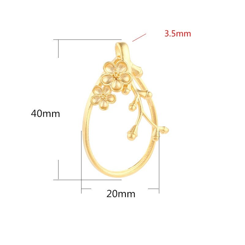 Flowers Branch Oval Pendant Setting Sterling Silver Rose Gold Fine 925 24x33 mm For One Stone Gemstone No Prongs DIY Jewelry Wholesale