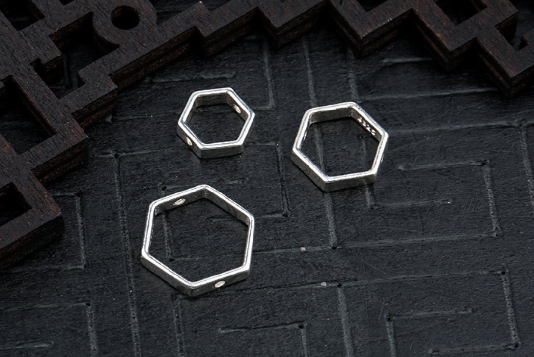 Hexagon Six Border Buckle Clip Pendant Setting Sterling Silver Fine 925 6-10.5 mm For One Pearl Bead No Prongs DIY Jewelry Wholesale