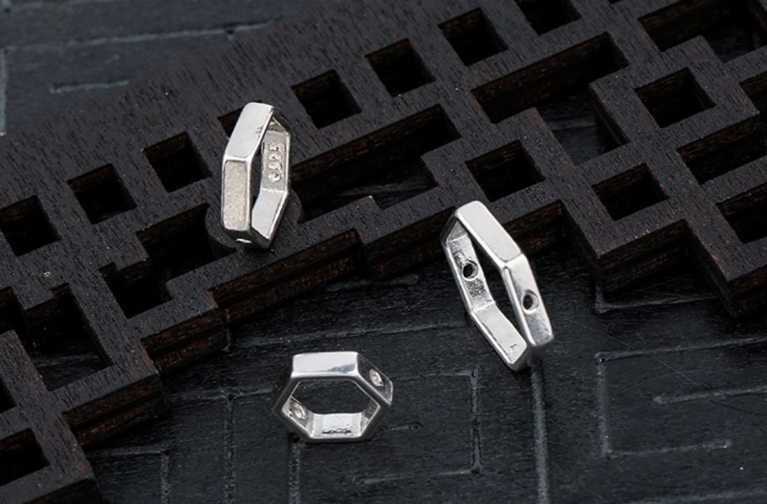 Hexagon Six Border Buckle Clip Pendant Setting Sterling Silver Fine 925 6-10.5 mm For One Pearl Bead No Prongs DIY Jewelry Wholesale