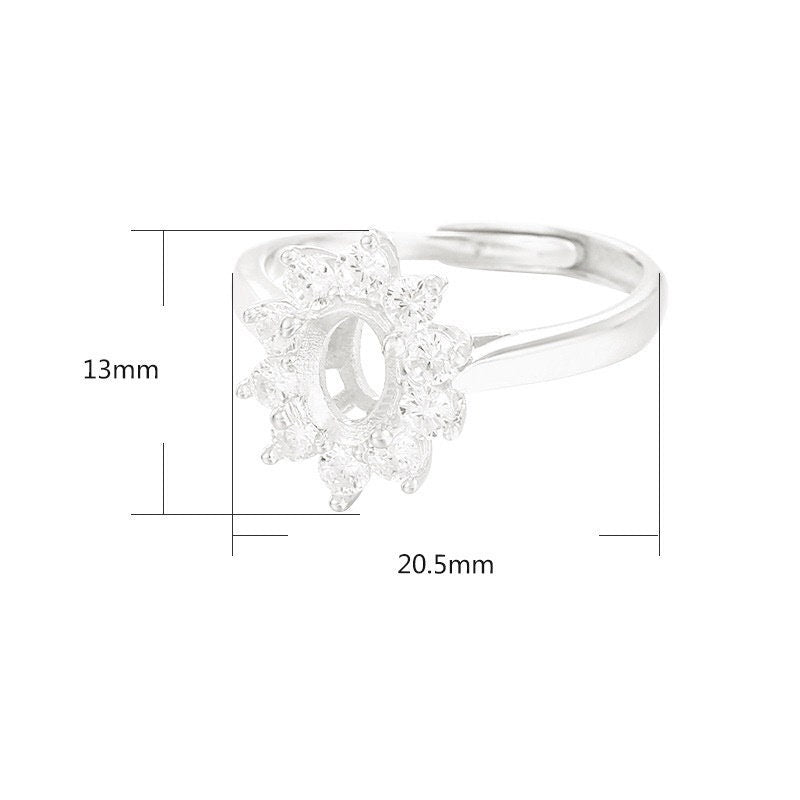 Ring Blank Setting 1pc Sterling Silver 925 18k Gold Vermeil Silve Flower Crystals Oval 5x7mm For One Stone Gemstone Four Prongs Wholesale