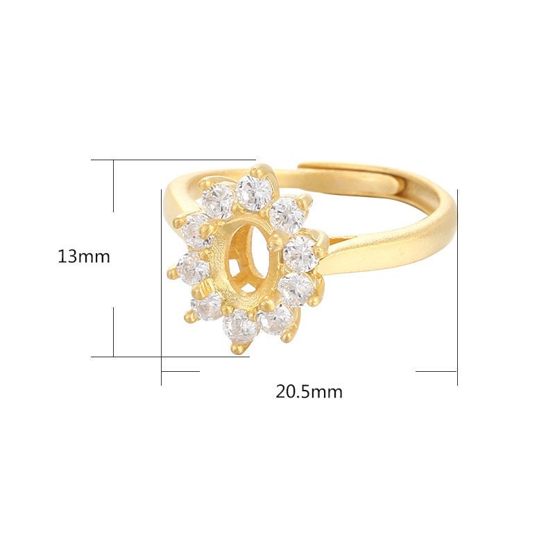 Ring Blank Setting 1pc Sterling Silver 925 18k Gold Vermeil Silve Flower Crystals Oval 5x7mm For One Stone Gemstone Four Prongs Wholesale