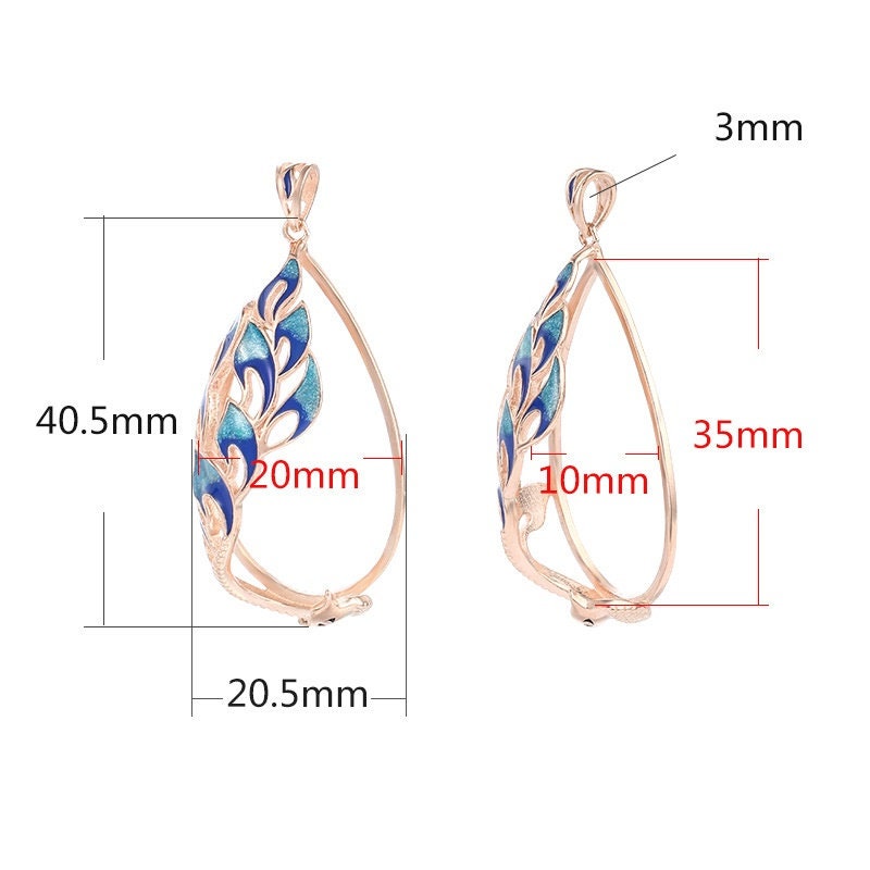 Peacock Teardrop Pendant Setting Base Sterling Silver Rose Gold Fine 925 20x35mm For One Stone Gemstone No Prongs DIY Jewelry Wholesale