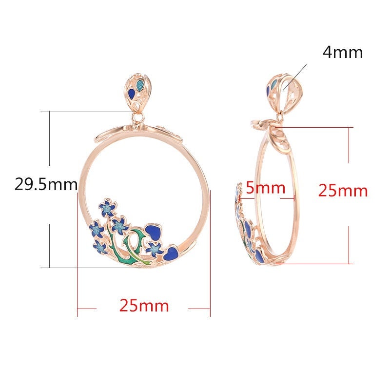 Sterling Silver Flowers Round Base Pendant Setting Bezel Rose Gold Fine 925 25 mm For One Stone Gemstone No Prongs DIY Jewelry Wholesale