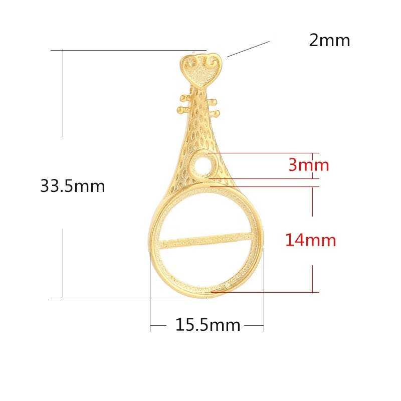 Retro Ethnic Style Round Base Pendant Setting Bezel Sterling Silver Gold Fine 925 3 14 mm For Two Stones No Prongs DIY Jewelry Wholesale