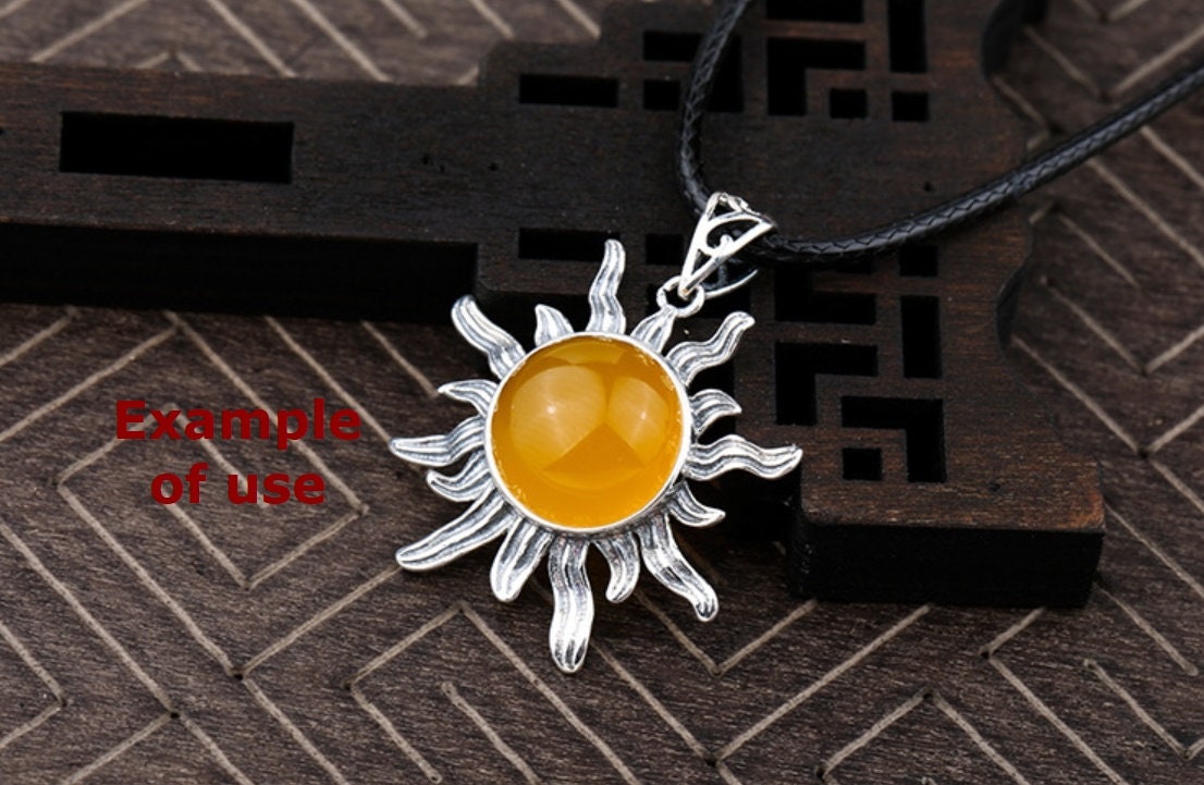 Vintage Sun Flower Round Base Pendant Setting Tray Bezel 925 Sterling Silver Fine 10-15 mm For One Stone Cabochon DIY Jewelry Wholesale