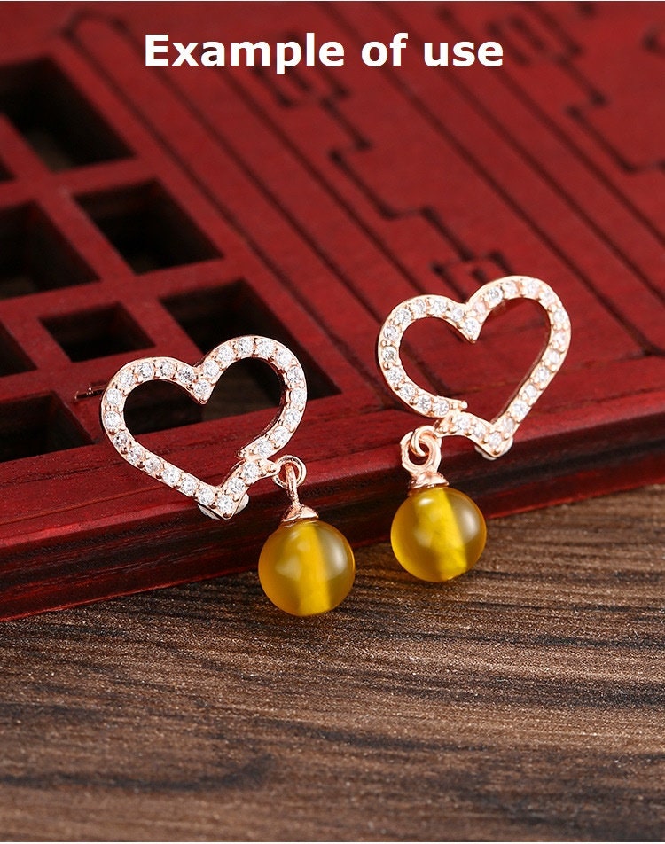 Crystals Heart Cup Pin Stud Earrings Setting Tray Bulk Sterling Silver Gold Fine 925 5-10mm For One Pearl No Prongs DIY Jewelry Wholesale