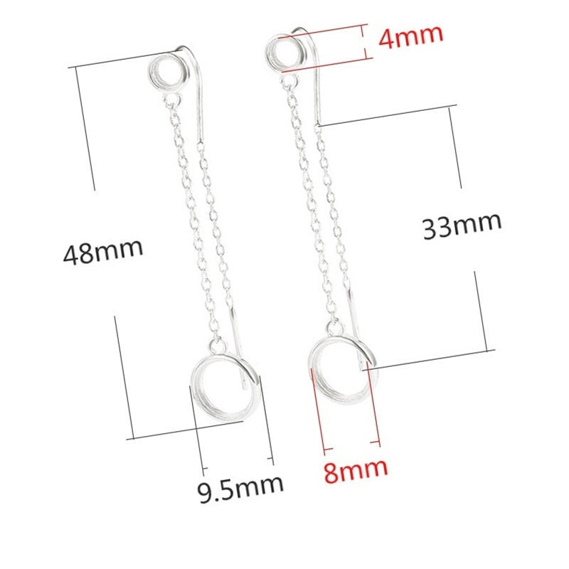 Round Chain Base Hook Earrings Setting Sterling Silver Rose Gold Fine 925 4x4mm 8x8mm For Two Stones No Prongs DIY Jewelry Wholesale