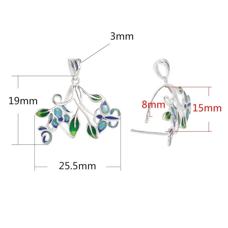 Pendant Setting Leaf Flower Branch Hook Sterling Silver Rose Gold Fine 925 8x15 mm For One Stone Gemstone No Prongs DIY Jewelry Wholesale