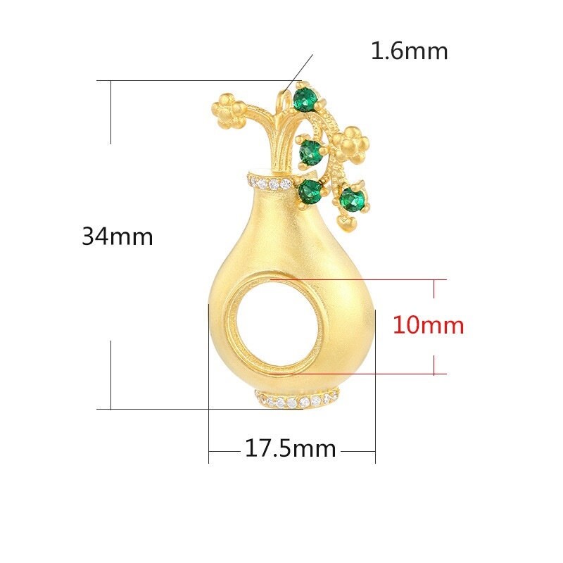 Vase With Flowers Round Base Pendant Setting Bezel Sterling Silver Rose Gold Fine 925 6-10 mm For One Stone No Prongs DIY Jewelry Wholesale