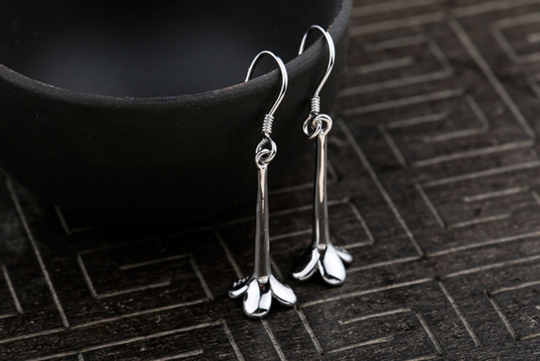 Bellflower Cup Pin Earrings Hook Setting Fine Sterling Silver White Gold 925 5-10 mm For One Pearl Bead No Prongs DIY Jewelry Wholesale