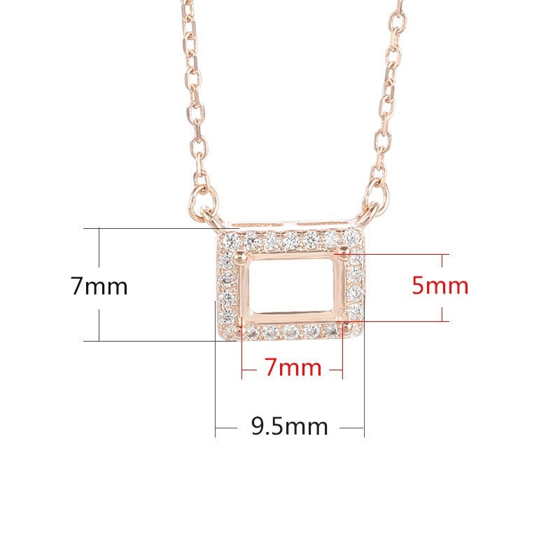 Rectangle Base Pendant Setting Bulk Sterling Silver Gold Crystals Fine 925 5x7mm For One Stone Gemstone Four Prongs DIY Jewelry Wholesale