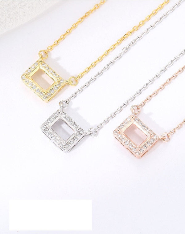 Rectangle Base Pendant Setting Bulk Sterling Silver Gold Crystals Fine 925 5x7mm For One Stone Gemstone Four Prongs DIY Jewelry Wholesale