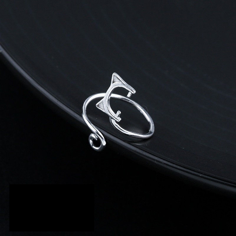 Ring Blank Setting 1pc Sterling Silver 925 Cat Ears Buckle Clip Base Rose Gold Adjustable Fine 3x6.5mm For One Pearl No Prongs Wholesale