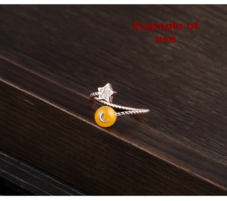 Ring Blank Setting 1pc 925 Sterling Silver Crystal CZ Star Cup Pin Gold Fine For One 5-7mm Pearl Bead Top Drilled Charm Adjustable Wholesale