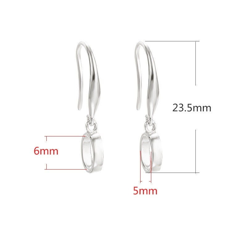 Round Oval Buckle Clip Hook Earrings Setting Bezel Sterling Silver Rose Gold Fine 925 5x6 mm For One Bead No Prongs DIY Jewelry Wholesale