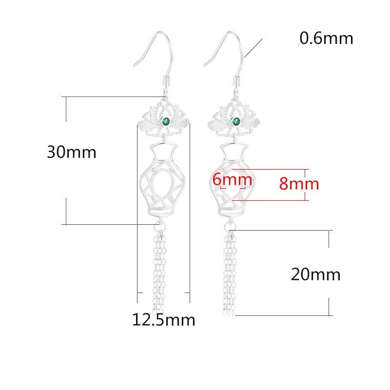 Flower Chain Oval Base Earrings Hook Blank Setting Sterling Silver Rose Gold Fine 925 6x8 mm For One Stone Four Prongs DIY Jewelry Wholesale