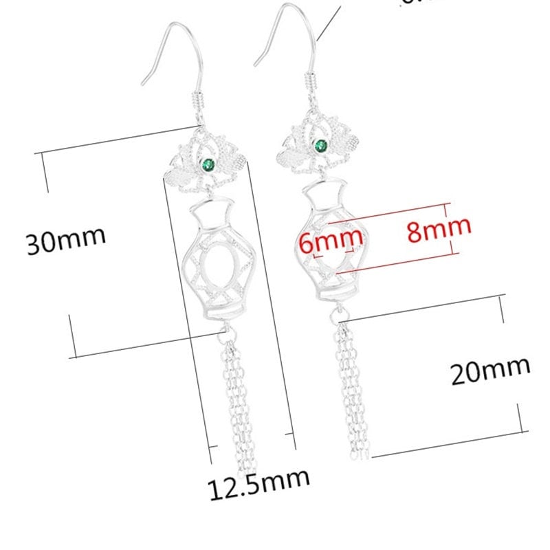 Flower Chain Oval Base Earrings Hook Blank Setting Sterling Silver Rose Gold Fine 925 6x8 mm For One Stone Four Prongs DIY Jewelry Wholesale